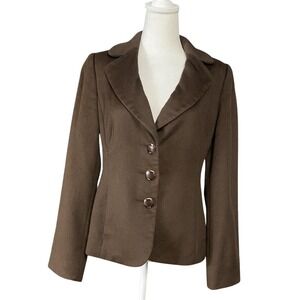 Cambia Platinum Blazer Womens 4 Brown 100% Angora Wool Fitted‎ Career Jacket